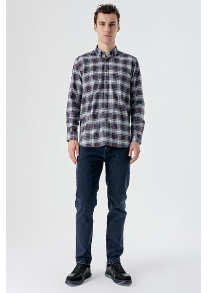 Koyu Kahverengi Uzun Kollu Ekoseli Cepli Pamuklu Comfort Fit Gömlek 1004235173 modelleri