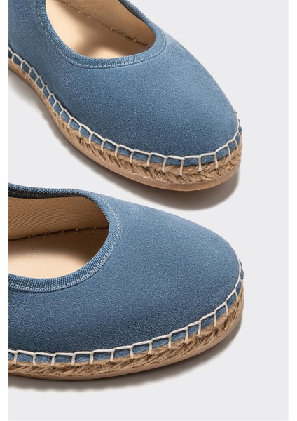Mavi Deri Kadın Espadril