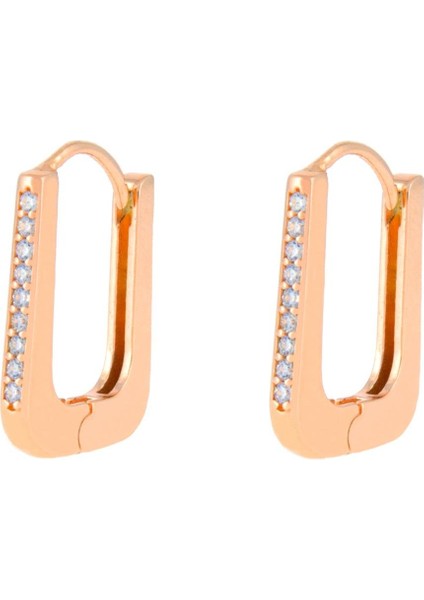 925 Ayar Gümüş Zirkon Taşlı Oval Kenarlı Küpe