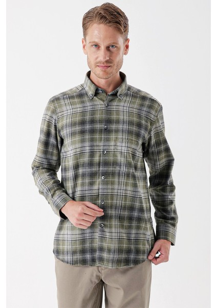 Uzun Kollu Ekoseli Gabardin Sert Yaka Cepli Garnili Casual Comfort Fit Gömlek 1004235112 fiyatları