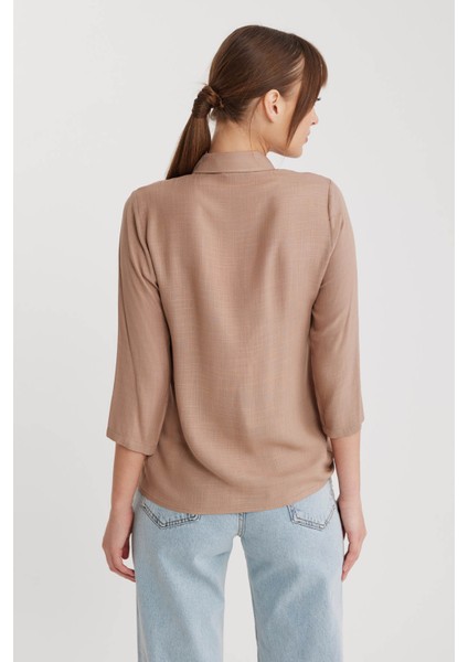 Önü Büzgülü Viskon Keten Gömlek indirimleri