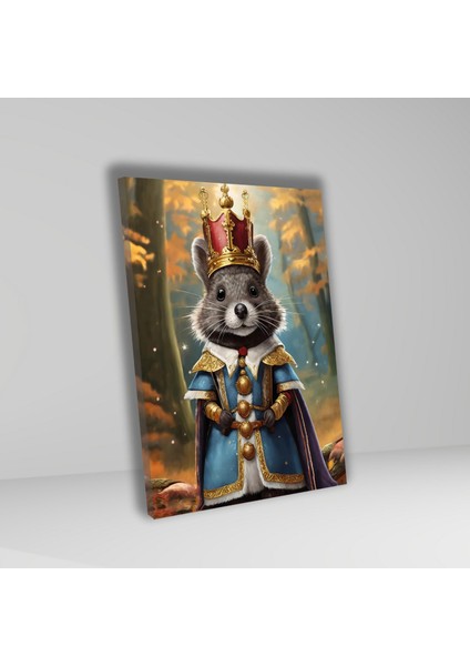 Tekli Dikey Kanvas Duvar Tablosu Kral Kostümlü Hamster fiyatları