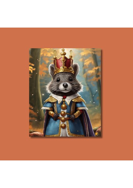Tekli Dikey Kanvas Duvar Tablosu Kral Kostümlü Hamster modelleri
