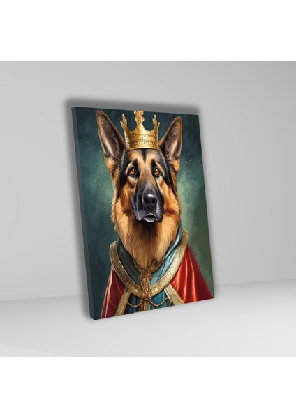 Tekli Dikey Kanvas Duvar Tablosu Kral Kostümlü Alman Kurt Köpeği fiyatları