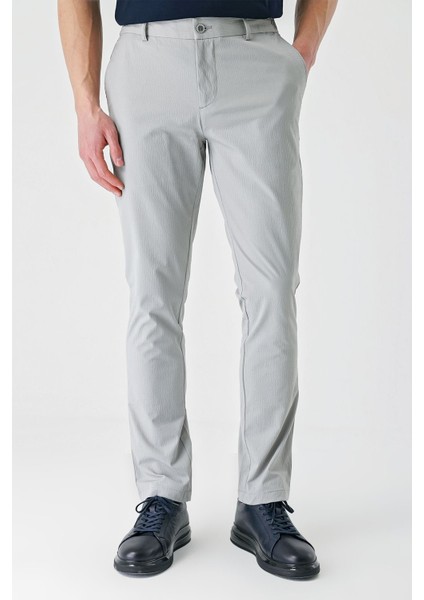Gri Pamuklu Yandan Cepli Casual Slim Fit Jogger Pantolon 1003240206