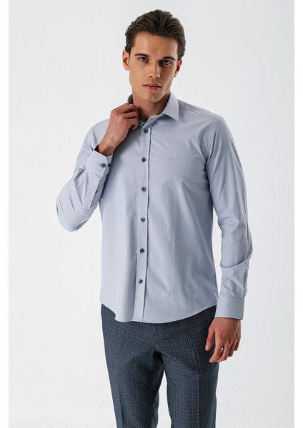 Gri Uzun Kollu Armürlü Cepsiz Pamuklu Likralı Slim Fit Dar Kesim Gömlek 1004240193 fiyatları
