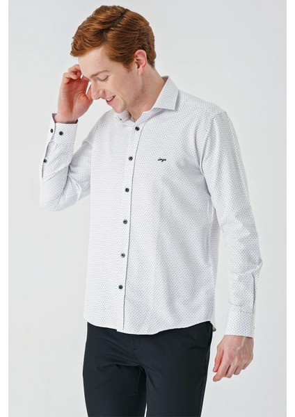 Siyah Uzun Kollu Desenli Armürlü Cepsiz Pamuklu Klasik Slim Fit Dar Kesim Gömlek 1004240189 indirimleri