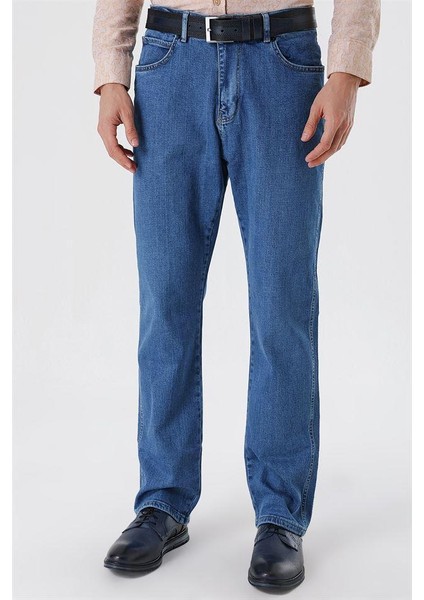 Koyu Mavi Gabardin Pamuklu 5 Cep Comfort Fit Rahat Kesim Casual Denim Pantolon 1023230113 fiyatları