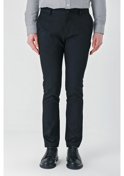 Siyah Gabardin Pamuklu Yan Cepli Comfort Fit Rahat Kesim Casual Pantolon 1003240113 fiyatları