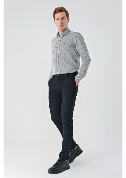 Siyah Gabardin Pamuklu Yan Cepli Comfort Fit Rahat Kesim Casual Pantolon 1003240113 fırsatları