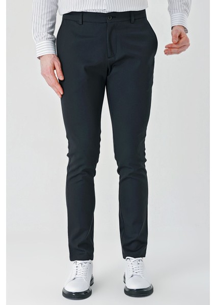Siyah Armürlü Pamuklu Yan Cepli Slim Fit Dar Kesim Casual Pantolon 1003240156 modelleri