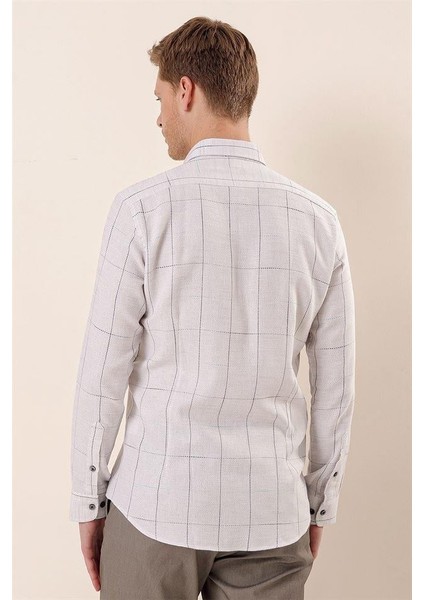 Gri Uzun Kollu Kareli Cepsiz Klasik Slim Fit Dar Kesim Gömlek 1004230175 indirimleri