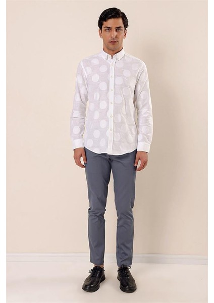 Beyaz Kısalabilir Kollu Desenli Jakarlıcepsiz %100 Pamuk Casual Slim Fit Gömlek 1004230183 modelleri
