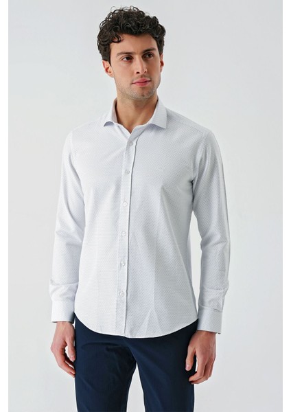 Mavi Uzun Kollu Desenli Armürlü Cepsiz Pamuklu Klasik Slim Fit Dar Kesim Gömlek 1004240189 fiyatları