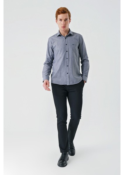 Gri Uzun Kollu Oxford Cepsiz Pamuklu Klasik Slim Fit Dar Kesim Gömlek 1004240235 fiyatları