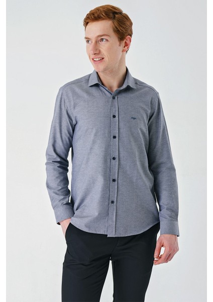 Gri Uzun Kollu Oxford Cepsiz Pamuklu Klasik Slim Fit Dar Kesim Gömlek 1004240235 indirimleri