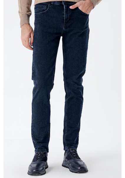 Koyu Lacivert Gabardin %100 Pamuk 5 Cep Slim Fit Dar Kesim Casual Denim Pantolon 1023235162