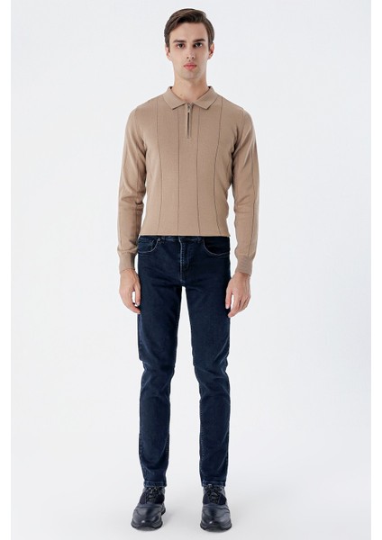 Koyu Lacivert Gabardin %100 Pamuk 5 Cep Slim Fit Dar Kesim Casual Denim Pantolon 1023235162
