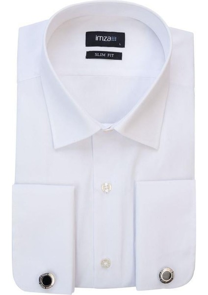 Beyaz Düz Desen Slim Fit Uzun Kol Gömlek 25059600