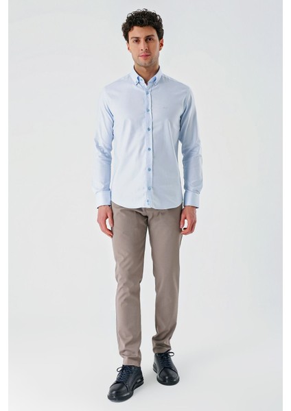 Koyu Mavi Uzun Kollu Oxford Cepsiz %100 Pamuk Klasik Slim Fit Dar Kesim Gömlek 1004240188 fırsatları