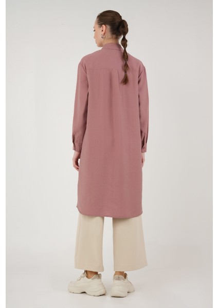 Parçalı Modal Gömlek Gül Kurusu modelleri