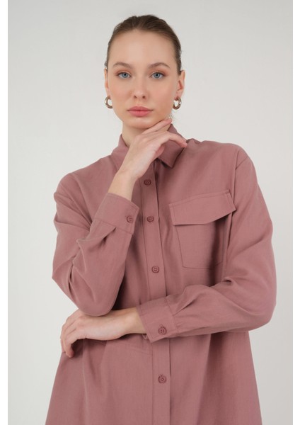 Parçalı Modal Gömlek Gül Kurusu indirimleri