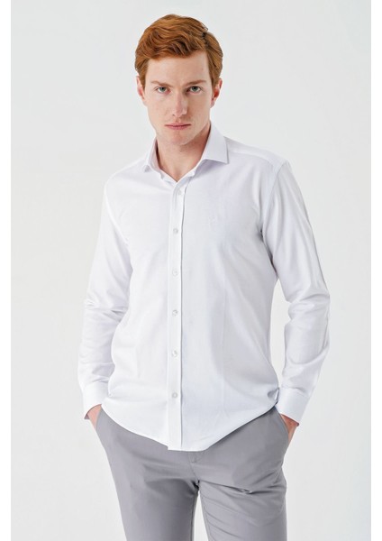 Beyaz Uzun Kollu Oxford Cepsiz Pamuklu Klasik Slim Fit Dar Kesim Gömlek 1004240235 modelleri