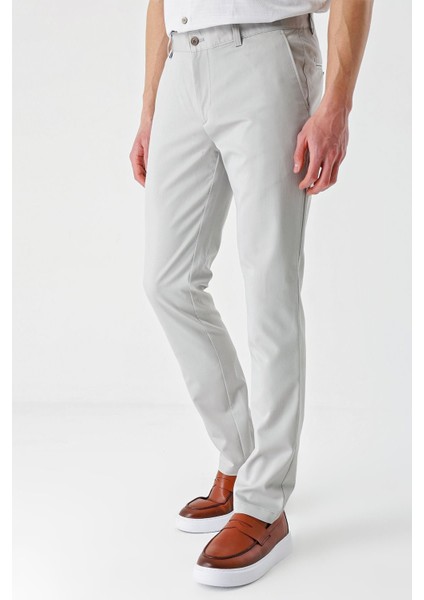 Açık Bej Gabardin Pamuklu Yan Cepli Comfort Fit Rahat Kesim Casual Pantolon 1003240113