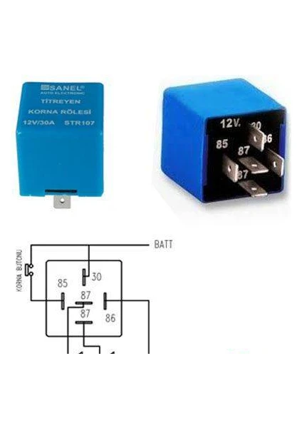 12V Titreyen Korna Röle 30A 5 Uç (Titretici Röle) STR107-SANEL