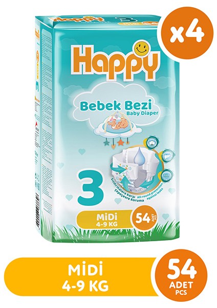 Bebek Bezi Midi 3 No 54 Lü x 4 Adet