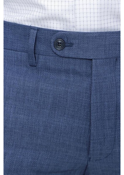 Koyu Mavi Armürlü Comfort Fit Rahat Kesim Klasik Pantolon 1003225155 fırsatları
