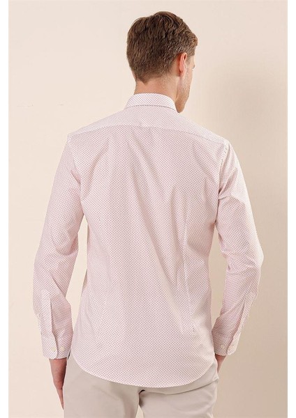Somon Uzun Kollu Baskılı Cepsiz Pamuklu Likralı Klasik Slim Fit Dar Kesim Gömlek 1004230115 indirimleri