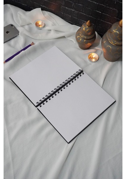 Panda Tasarım Siyah Ahşap Kapaklı Defter - Çizgisiz Defter - Hediye Günlük - Ajanda - A5 Notebook