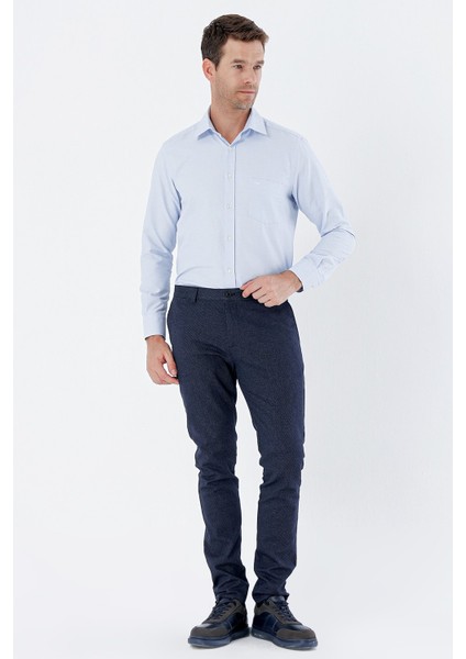 Koyu Lacivert Desenli Armürlü Yan Cepli Slim Fit Dar Kesim Casual Pantolon 1003235119 fırsatları