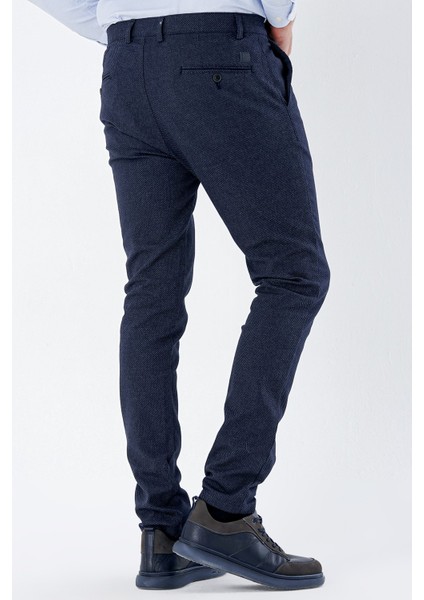 Koyu Lacivert Desenli Armürlü Yan Cepli Slim Fit Dar Kesim Casual Pantolon 1003235119 indirimleri
