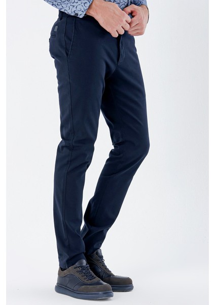 Lacivert Armürlü %100 Pamuk Yan Cepli Slim Fit Dar Kesim Casual Pantolon 1003235117 fiyatları