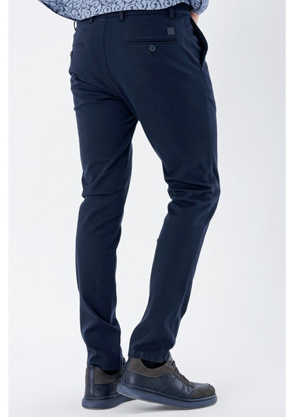 Lacivert Armürlü %100 Pamuk Yan Cepli Slim Fit Dar Kesim Casual Pantolon 1003235117 indirimleri