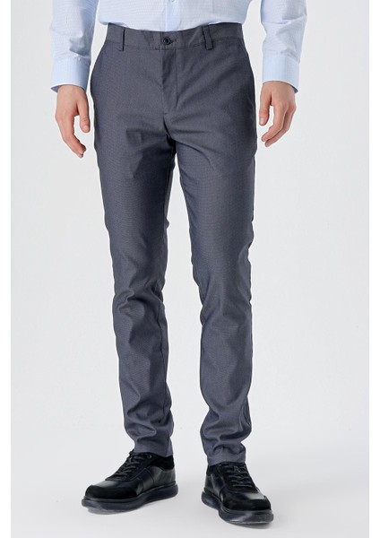 Koyu Lacivert Pamuklu Likralı Yan Cepli Slim Fit Dar Kesim Casual Pantolon 1003240150 fiyatları