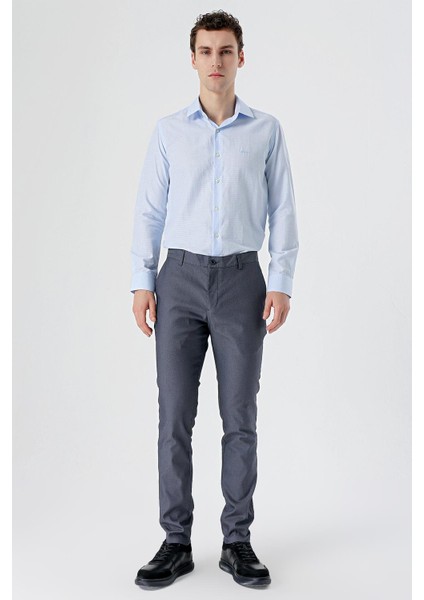 Koyu Lacivert Pamuklu Likralı Yan Cepli Slim Fit Dar Kesim Casual Pantolon 1003240150 fırsatları