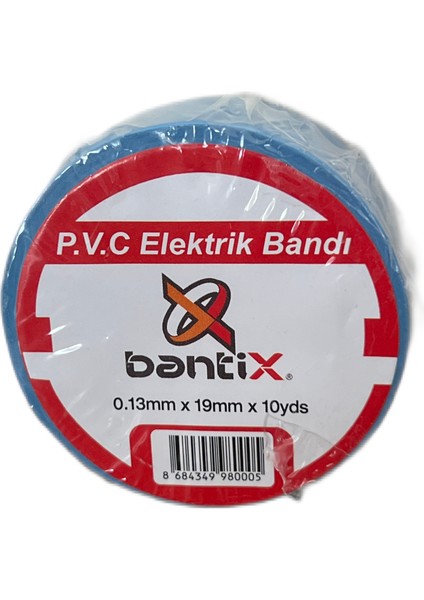 Elektrik Bandı 10 Adet 19MMX10YDS Mavi Elektrik Izole Bandı 10'lu Paket