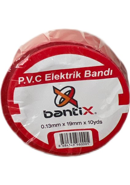 Elektrik Bandı 10 Adet 19MMX10YDS Kırmızı Elektrik Izole Bandı 10'lu Paket