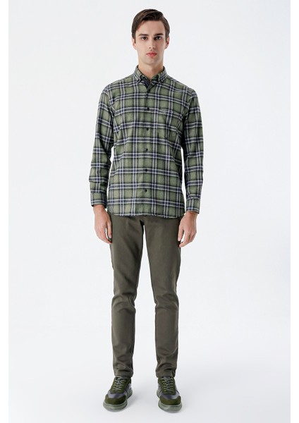 Koyu Haki Pamuklu Yandan Cepli Casual Slim Fit Chino Pantolon 1003235120 fiyatları