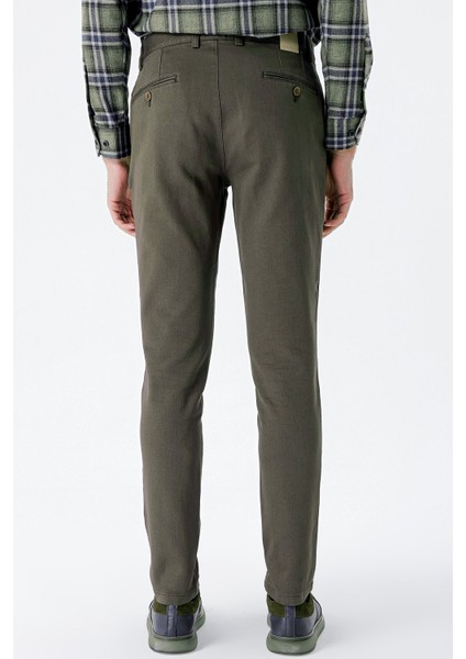 Koyu Haki Pamuklu Yandan Cepli Casual Slim Fit Chino Pantolon 1003235120 modelleri