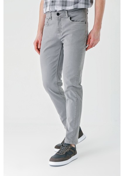 Gri Gabardin Pamuklu 5 Cep Slim Fit Dar Kesim Casual Pantolon 1003230318
