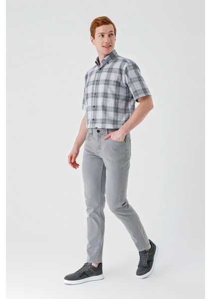 Gri Gabardin Pamuklu 5 Cep Slim Fit Dar Kesim Casual Pantolon 1003230318 fırsatları