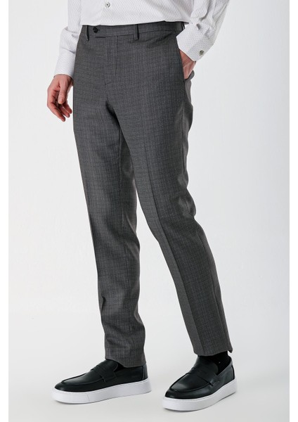 Koyu Kahverengi Desenli Pamuklu Likralı Yan Cepli Slim Fit Dar Kesim Klasik Pantolon 1003240153 fiyatları