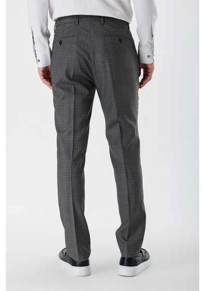 Koyu Kahverengi Desenli Pamuklu Likralı Yan Cepli Slim Fit Dar Kesim Klasik Pantolon 1003240153 indirimleri