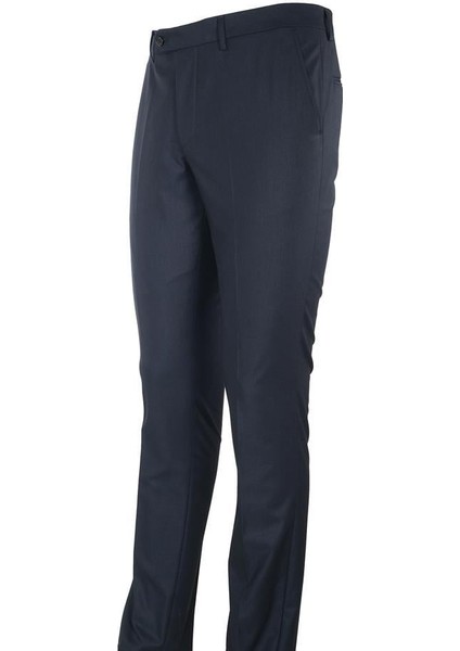 Lacivert Gabardin Yan Cepli Slim Fit Dar Kesim Basic Pantolon 1003190013