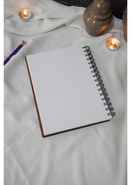 Panda Desen Ahşap Defter - Ajanda - Günlük - Çizgisiz Anı Defteri (Ahşap Rengi Ceviz) - A5 Spiralli