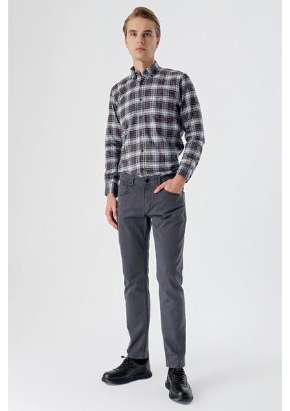 Koyu Antrasit Gabardin %100 Pamuk 5 Cep Slim Fit Dar Kesim Casual Pantolon 1003235317